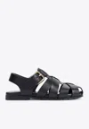 Bottega Veneta Alfie Leather Fisherman Sandals In Black