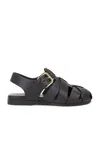 Bottega Veneta Alfie Leather Fisherman Sandals In Black
