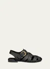 Bottega Veneta Alfie Leather Fisherman Sandals In Black