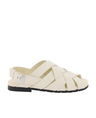 Bottega Veneta Men's Alfie Leather Slingback Sandals In Sea Salt