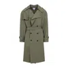Bottega Veneta Green Wool Double-breasted Trench Coat In Green