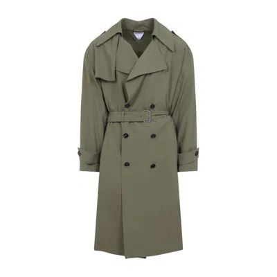 BOTTEGA VENETA BOTTEGA VENETA ALGAE GREEN WOOL TRENCH