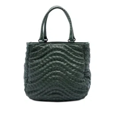 Pre-owned Bottega Veneta Alligator Large Nappa Intrecciato Maggiore Tote In Green
