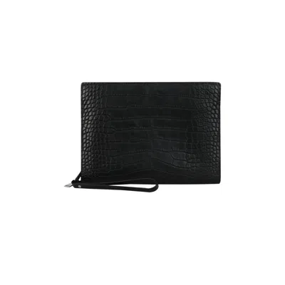 Pre-owned Bottega Veneta Alligator Leather Clutch 'black' | Men's Size Onesize