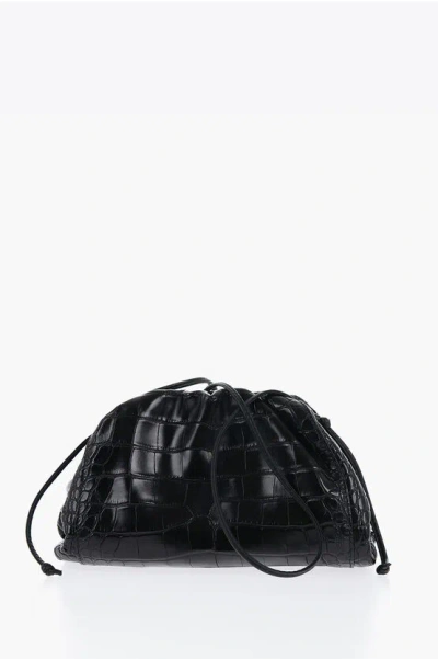 Bottega Veneta Alligator Skin Pouch With Magnetic Closure In Black