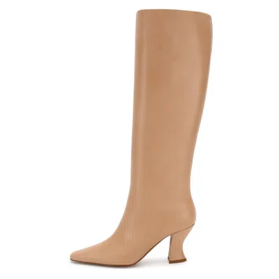 Bottega Veneta Almond Toe Leather Boots In Brown