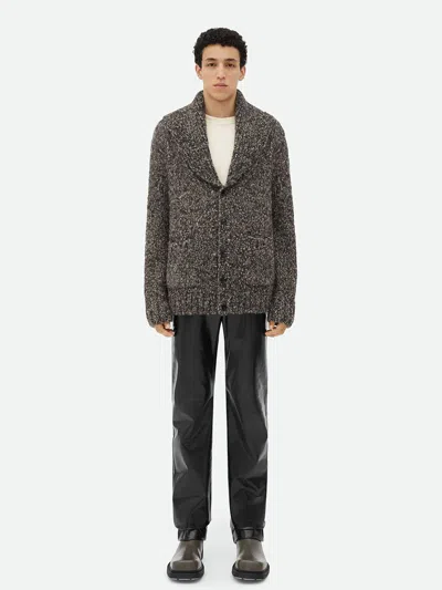 Bottega Veneta Mens Riverbed Dark Grey Chunky-knit Relaxed-fit Alpaca Wool-blend Cardigan