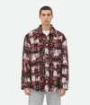 Bottega Veneta White & Red Alpaca Check Overshirt In White/red/brown