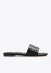 Bottega Veneta Quilted Leather Flat Slide Sandals In Black
