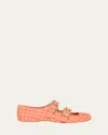 Bottega Veneta Amy Intreccio Dual Mary Jane Ballerina Flats In Rose