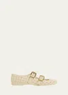 Bottega Veneta Amy Mary-jane Ballerina Tpu Weaving Effect In Sea Salt