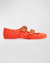 Bottega Veneta Amy Intreccio Dual Mary Jane Ballerina Flats In Sea Salt