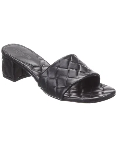 Bottega Veneta Women Leather Heel Sandals With Intrecciato Motif In Black