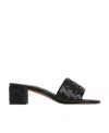 Bottega Veneta Women Leather Heel Sandals With Intrecciato Motif In Black