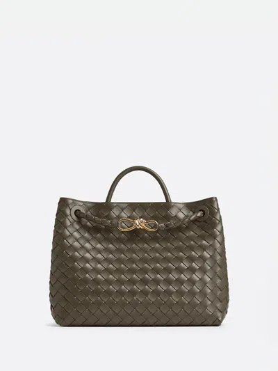 Bottega Veneta Andiamo Intrecciato Medium Leather Tote Bag In Green