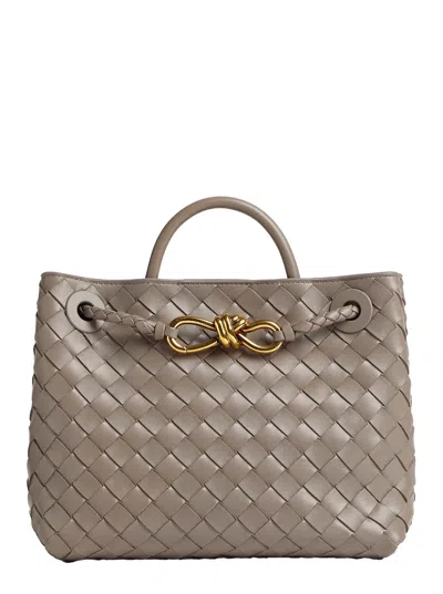 Bottega Veneta Andiamo Small Intrecciato Leather Tote In Gray