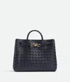 Bottega Veneta Medium Andiamo Intrecciato Shoulder Bag In Black