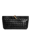 Bottega Veneta Rectangular Clutch Bag Woven Texture Hardware In Black