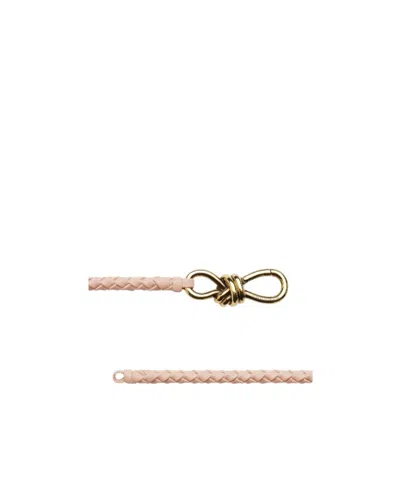 Bottega Veneta Andiamo Braided Belt In Nude