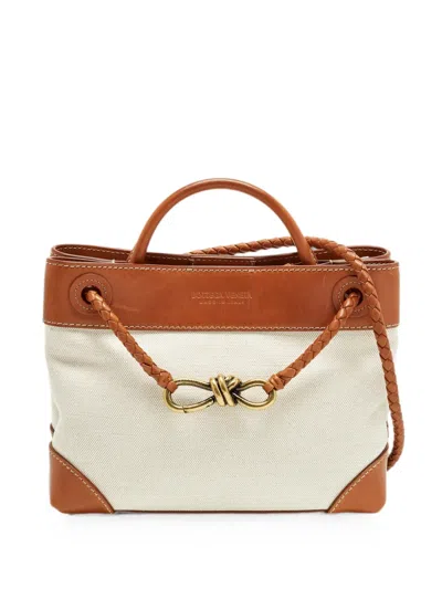 Pre-owned Bottega Veneta Andiamo Braided Tote Bag In Neutral