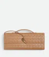 Bottega Veneta Womens Biscuit-m Brass Andiamo Intrecciato Leather Clutch Bag In Brown
