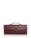 Bottega Veneta Long Andiamo Intrecciato Leather Clutch In Barolo/brass