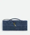 Bottega Veneta Long Andiamo Intrecciato Suede Clutch In Blue