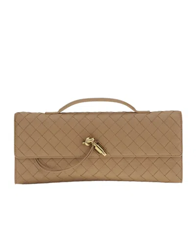 Bottega Veneta Andiamo Clutch In Brown