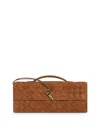 Bottega Veneta Long Andiamo Intrecciato Suede Clutch In Brown
