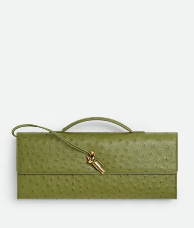 Bottega Veneta Long Andiamo Intrecciato Clutch Bag In Matcha-muse Brass