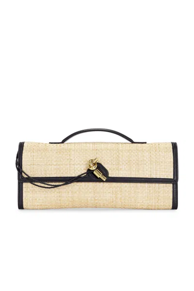 Bottega Veneta Andiamo Clutch In Natural Shade  Midnight  & Muse Brass