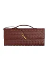 Bottega Veneta Long Andiamo Clutch Bag With Handle In Red