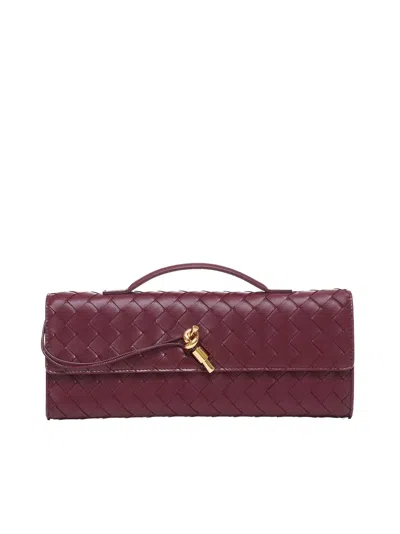 Bottega Veneta Long Andiamo Intrecciato Clutch Bag In 2250 Barolo-m Brass