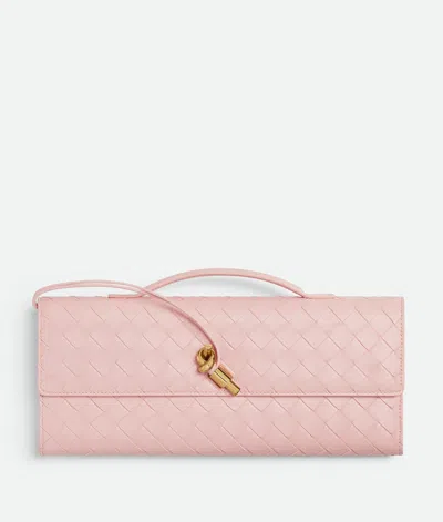 Bottega Veneta Long Andiamo Intrecciato Leather Clutch In Rose