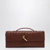 Bottega Veneta Long Andiamo Clutch Bag With Handle In Brown