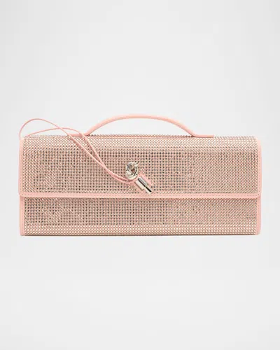 Bottega Veneta Andiamo Crystal Leather Clutch Bag In Pink