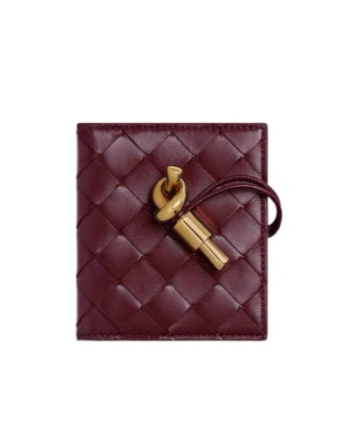 Bottega Veneta Andiamo Flap Card Case In Burgundy