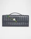 Bottega Veneta Andiamo Flower-embellished Leather Clutch Bag In Black
