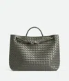 Bottega Veneta Large Intrecciato Leather Andiamo Top-handle Bag In Green