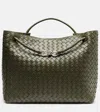 Bottega Veneta Andiamo Intrecciato Large Leather Tote Bag In Green