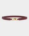 Bottega Veneta Andiamo Intrecciato Leather Belt In Burgundy