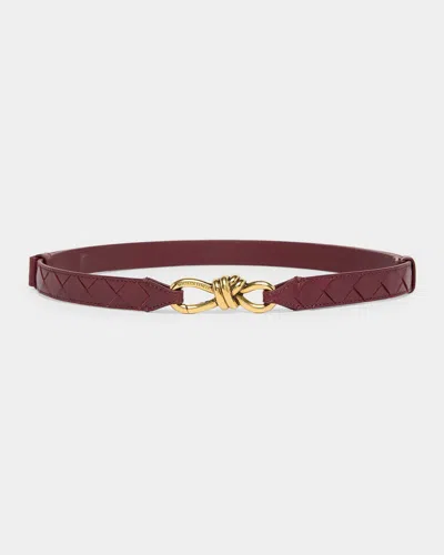 Bottega Veneta Andiamo Intrecciato Leather Belt In Brown