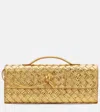 Bottega Veneta Andiamo Intrecciato Leather Clutch In Gold