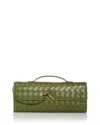 Bottega Veneta Andiamo Intrecciato Leather Clutch In Matcha Muse/brass