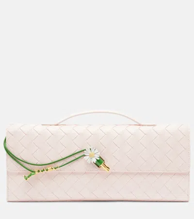 Bottega Veneta Andiamo Intrecciato Leather Clutch In Pink