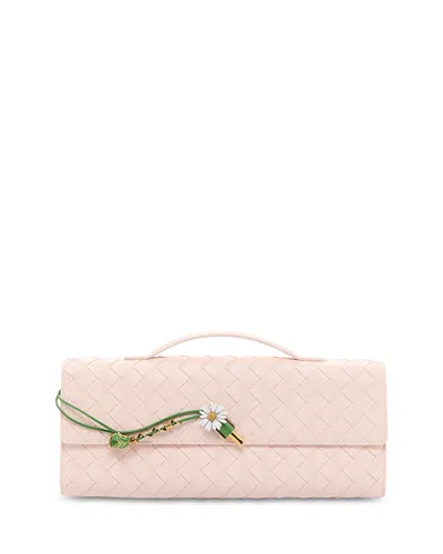 Bottega Veneta Andiamo Intrecciato Leather Clutch In Pink