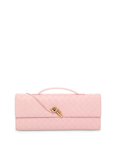 Bottega Veneta Andiamo Intrecciato Leather Clutch In Pink
