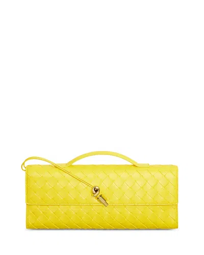 Bottega Veneta Andiamo Intrecciato Leather Clutch In Yellow