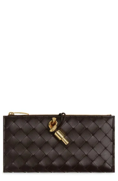 Bottega Veneta Andiamo Intrecciato Leather Slim Long Wallet In Black