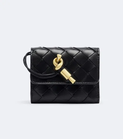 Bottega Veneta Andiamo Intrecciato Leather Wallet In Black
